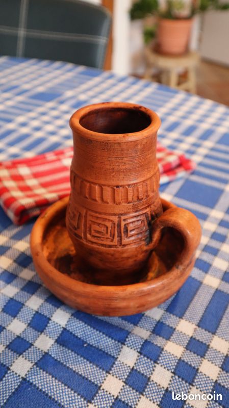 ANCIEN BOUGEOIR EN terre cuite vernissée rat de cave EUR 24,90
