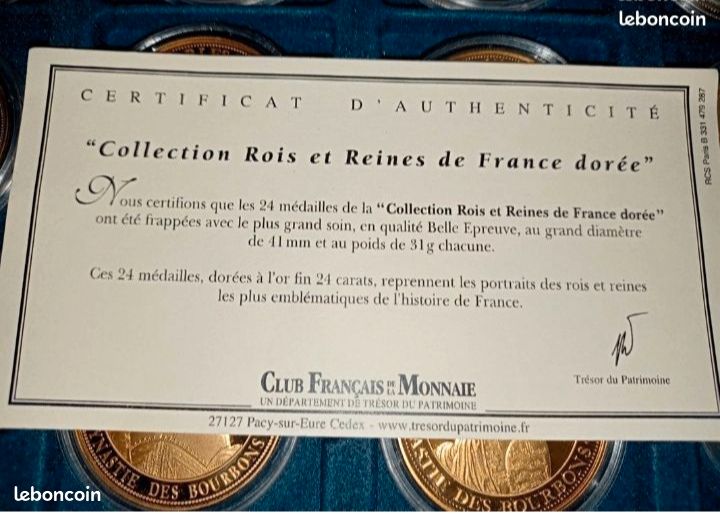12 Jetons De Bal Dorés à L'or Fin 'Invitation De La Reine' Avec Pochette - Neufs