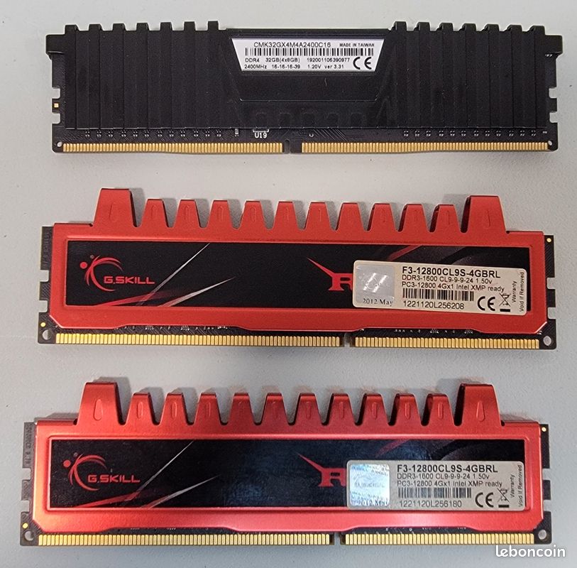 Lot Pro 33 Barrettes RAM DDR2 Et DDR3 - 512Mo à 4Go - Kingston, Corsair, G.Skill