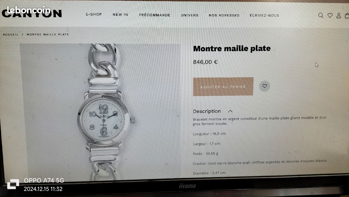 Montre femme vintage argent massif Canyon Montres Bijoux
