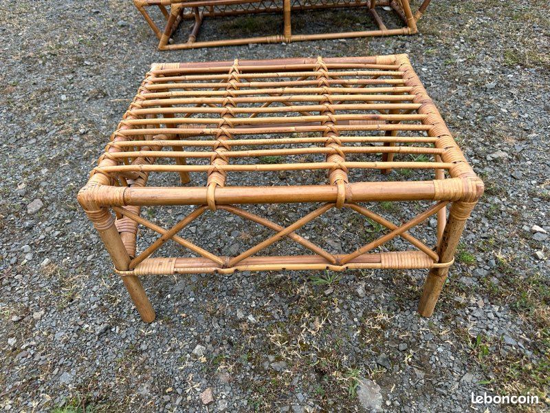 Table basse en bambou vintage (image 2)
