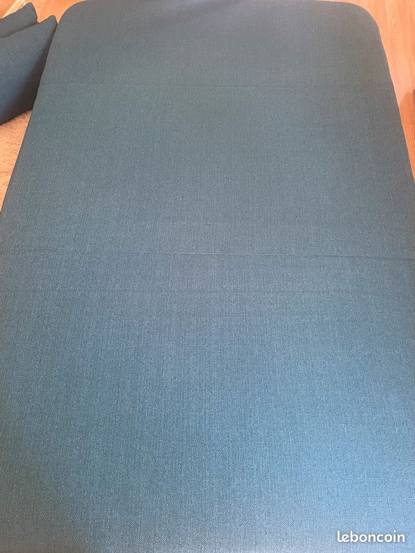 Chauffeuse 2 places convertibles marque Miliboo en tissu bleu canard (image 3)