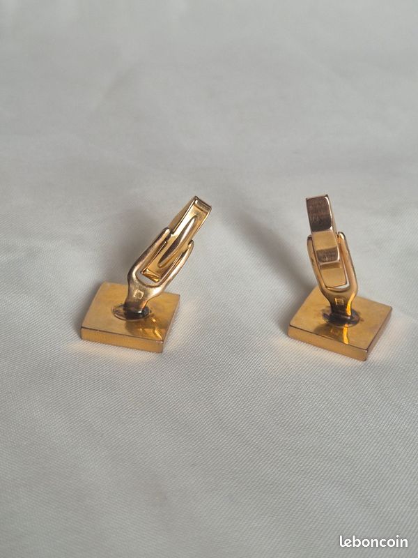 Paire De Boutons De Manchette Art Nouveau - Plaqué Or 18k 750, Design Cubique