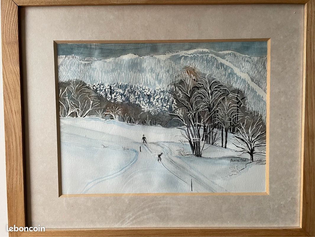 Tableau Aquarelle Paysage de neige (image 1)