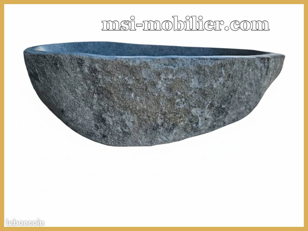 ❤️ Vasque à poser en pierre naturelle de rivière au design brut pour salle de bain moderne et naturelle (image 2)