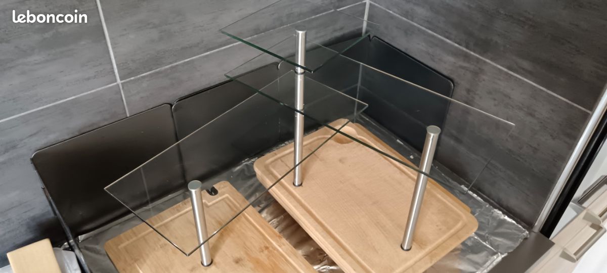 ÉTAGÈRE D ANGLE verre trempé et acier inoxydable (image 5)