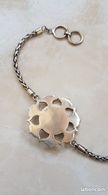 Bracelet Fleur de Lotus en argent et turquoise (image 9)
