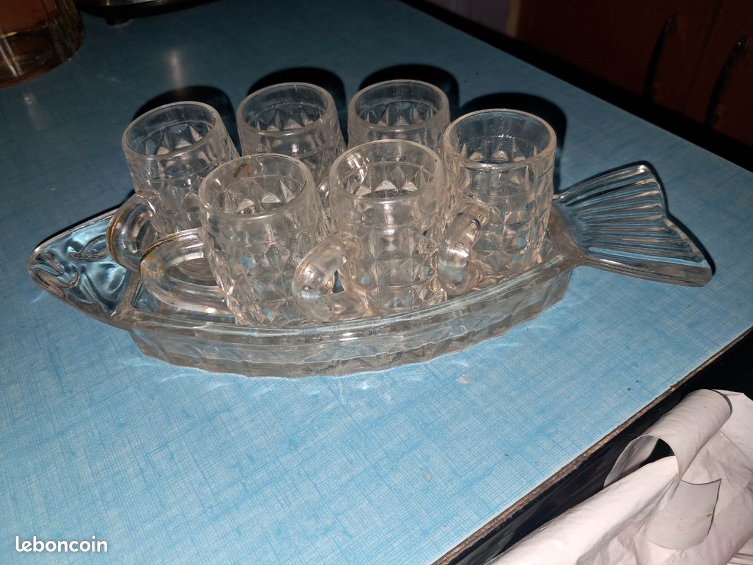Plat Vintage En Verre En Forme De Poisson - Déco Américaine Années 50-60