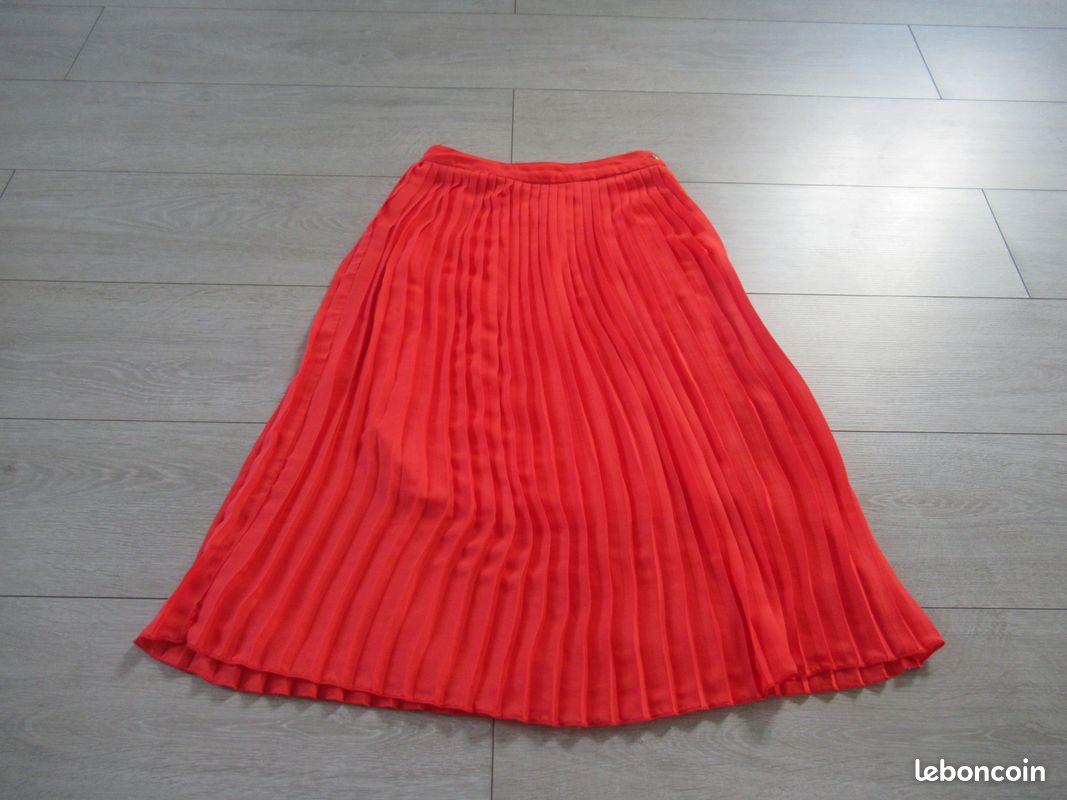 Jupe mi longue plissée corail Taille 34 Naf Naf Vêtements
