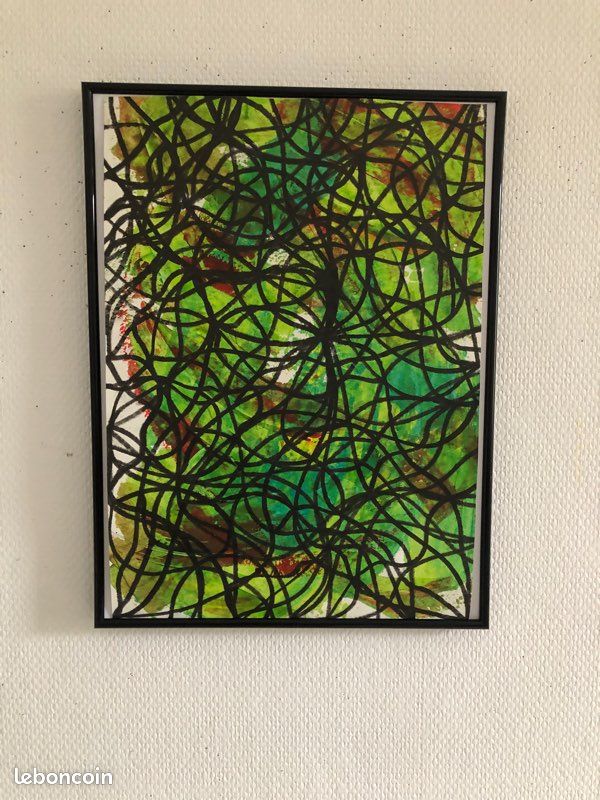 Tableau art abstrait A3 peinture, végétale (image 1)