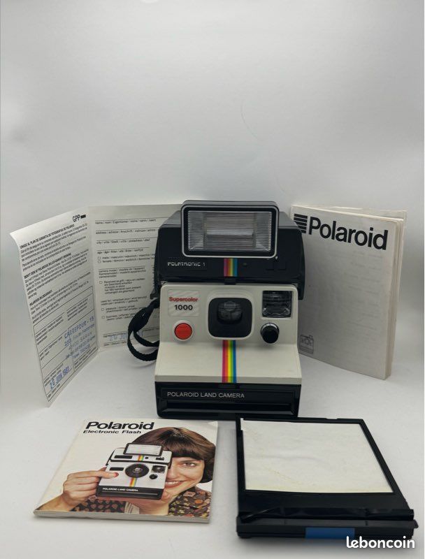 Polaroid 1000s + Flash Polatronic 1 – Appareil Photo Instantané Vintage