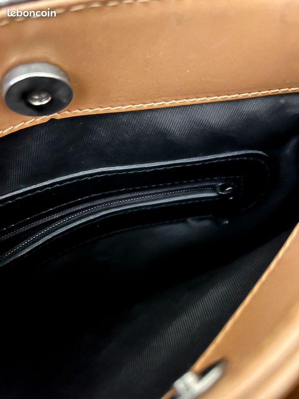 Sac à main/ à dos Actuel Paris camel python, vintage chic, femme, assez bon état (image 10)