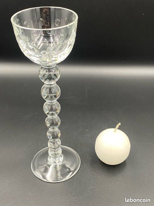 GRAND PHOTOPHORE EN CRISTAL DE BACCARAT BAMBOU verrine gravée arabesque
