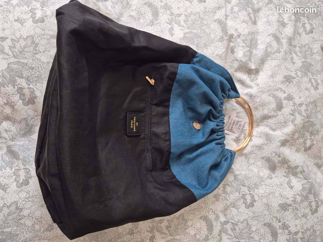 Sac marque Printemps jean coton anses dorées Accessoires Bagagerie