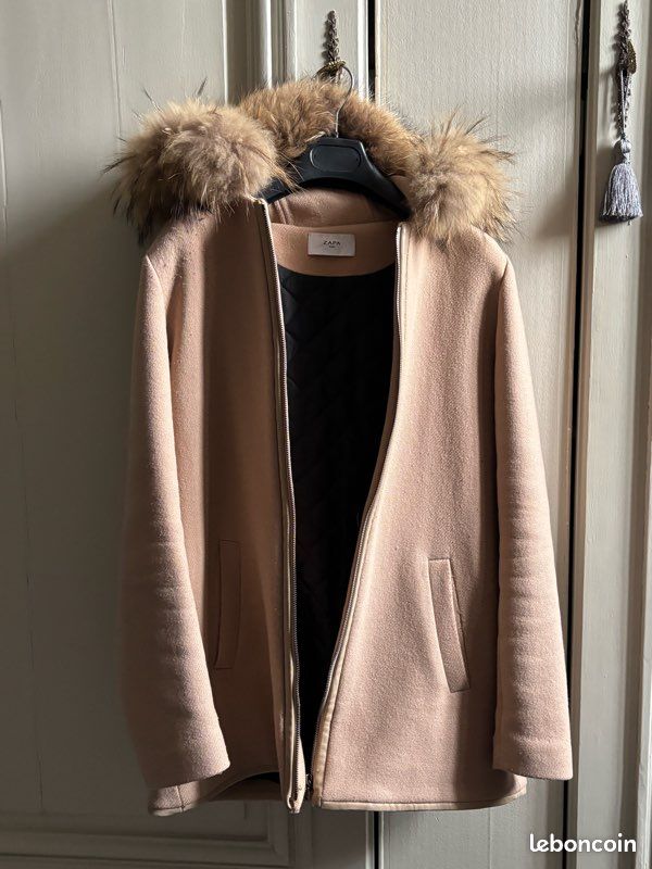 Manteau Zapa Vintage En Laine Et Alpaga - Taille 40 - Noir - Très Bon état - Pour Femme