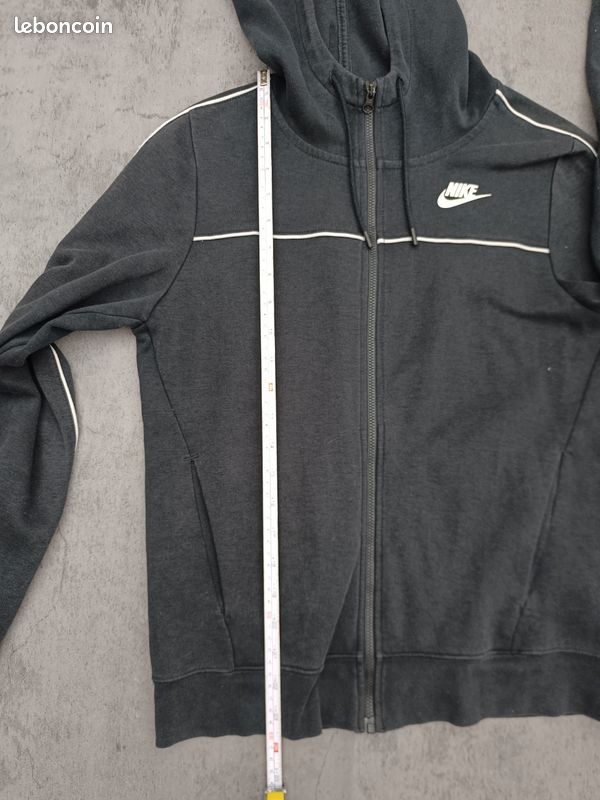Pull à capuche Nike sportswear sweat gilet zip homme noir avec lignes blanches (image 8)