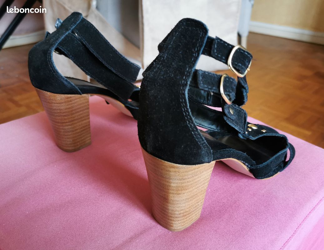 ERAM Escarpins ouverts Cuir Noirs 2 brides Taille 41 (image 13)