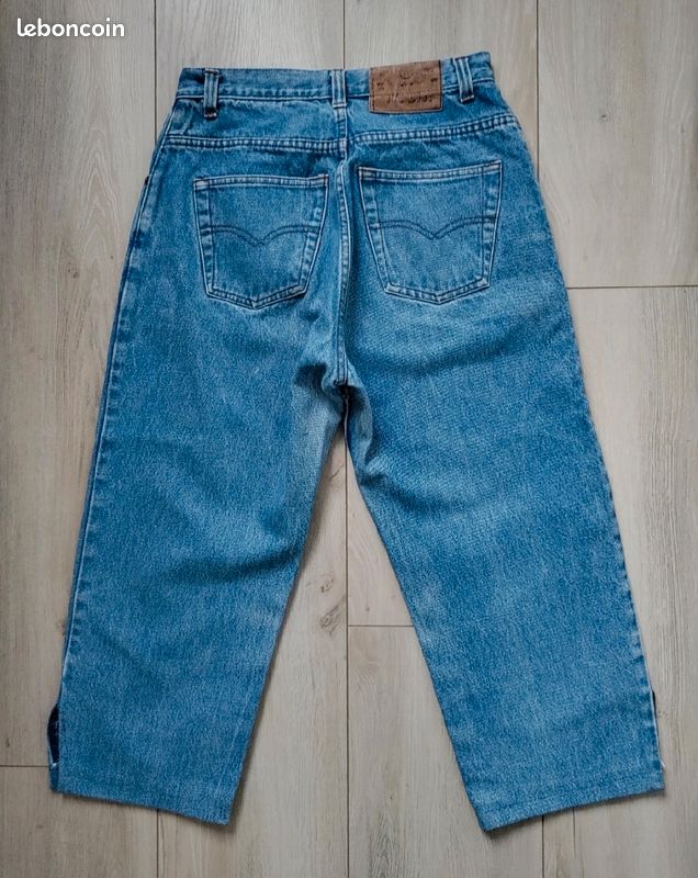 Jean court vintage bleu clair Taille 40 100% coton (image 2)