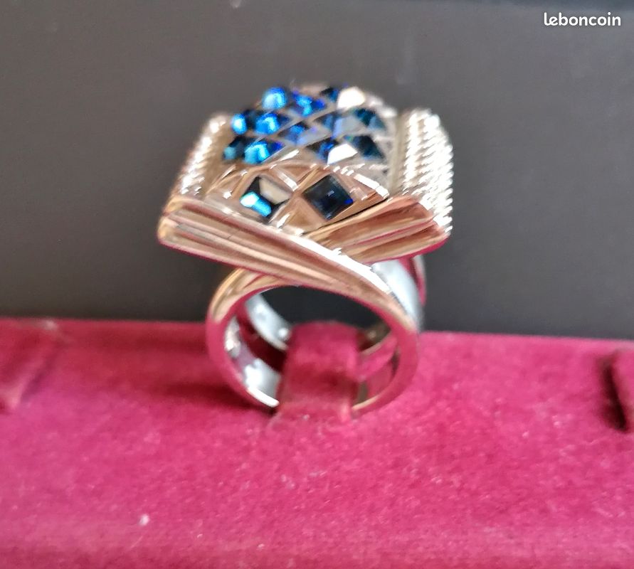 Bague Fleur Camélia CAMILLE LUCIE - Plaqué Argent, Turquoise - Taille 60 - Neuf Sans Emballage