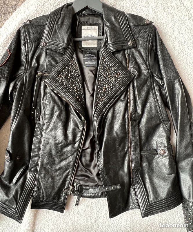 Perfecto cuir Harley Davidson femme taille S veste cloutées NEUVE (image 1)
