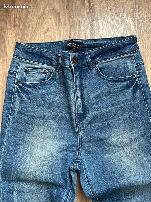 Jean bleu troué Slim Only Tailles XS-S (image 3)