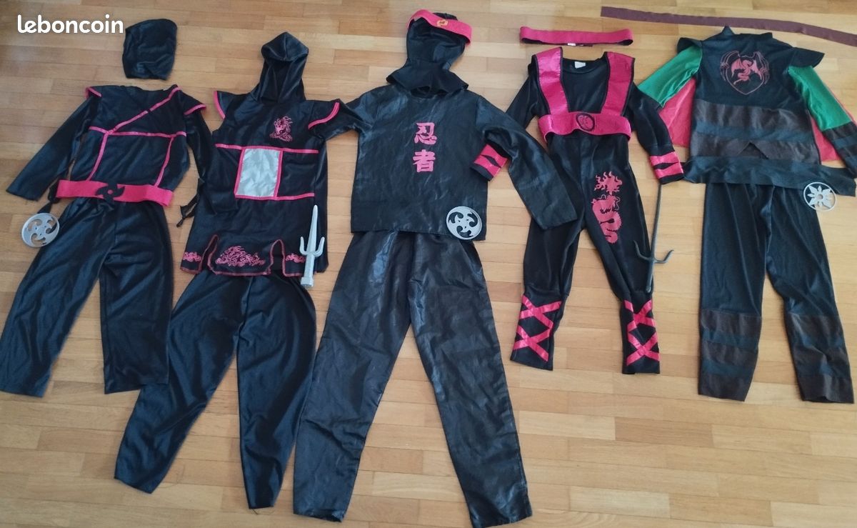 Shirene 10 Bandeaux Ninja Rouge Et Noir – Accessoires Karaté Samouraï – Fête, Jeux De Rôle, Cosplay – Enfants Et Adultes