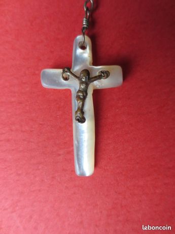 ancien chapelet XIXe siècle argent massif Perles Facettées antique
