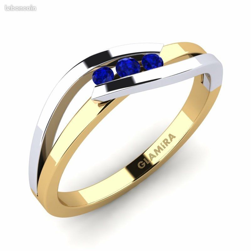Or Jaune Glamira Bague Bague Fiançailles Saphirs Or Jaune Et Blanc - Main Image
