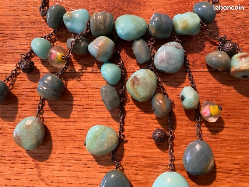 Beau Collier métal et pierres turquoises (image 2)