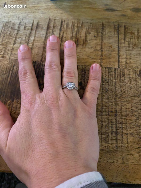 Bague pampille coeur taille 52 argent massif 925/000 garanti sans nickel