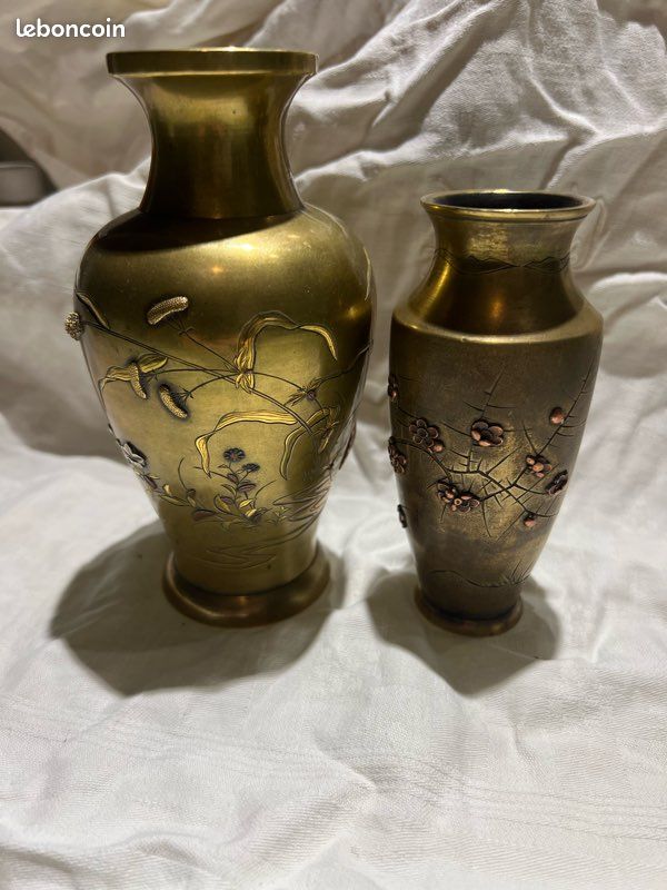 2 vases en bronze, chinois (image 2)