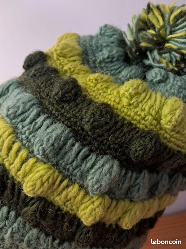 Bonnet femme hiver 100% laine fait main tu (image 2)