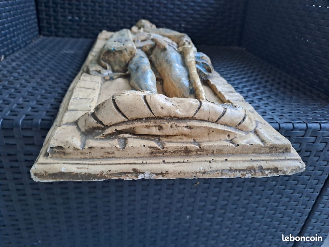 Statue en bas-relief chevalier/ roi. 56cmx23cmx5cm. Ancien decoration vintage (image 7)