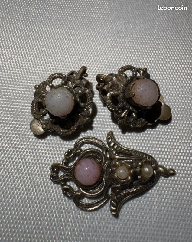 Lot De 4 Bijoux Anciens En Argent - Broche, Boutons Pays De Galles - Vintage