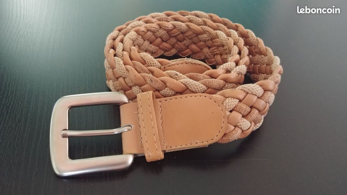 Ceinture large marron tressée (image 1)