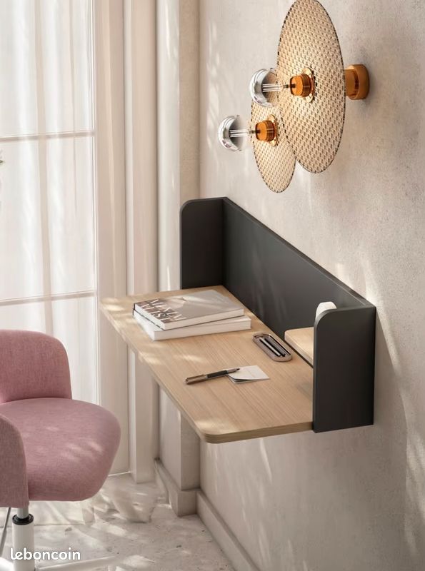 Bureau mural – Noyer clair & Graphite (image 2)