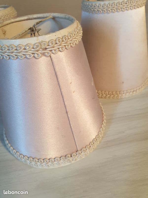 LOT d'abat jours vintage couleur rose poudré , pour lustre ou appliques murales (image 5)