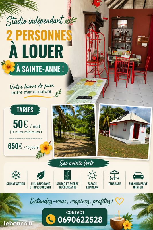 Appartement 1 pièce 35 m² · à Sainte-Anne · 35 m² · 650 €/mois