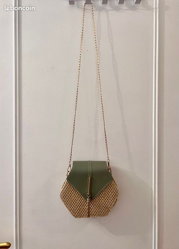 🌞 Sac à main en paille et cuir kaki pour un style bobo chic jamais porté (image 15)