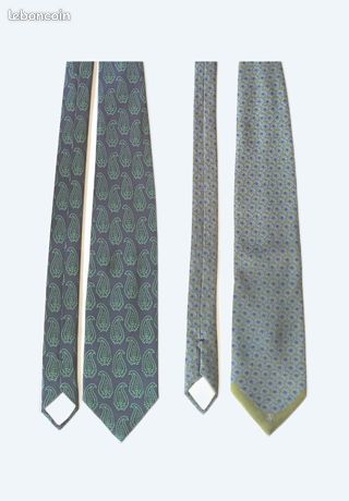 Cravate En Soie Arnis Paris Rayée Vert-bleu - Occasion élégante - Modèle Classique