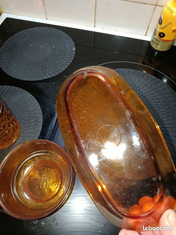 1 ravier 1 verre et un petit bol duralex ambré (image 5)