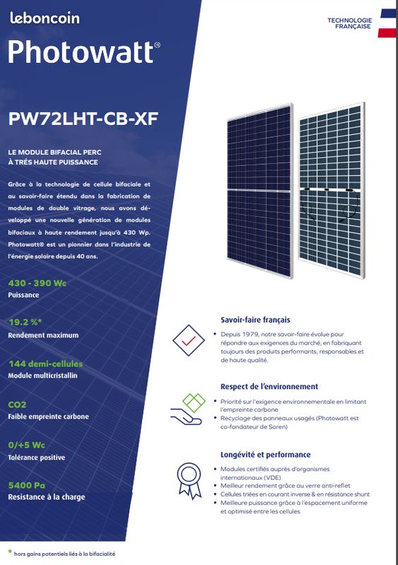 82 PANNEAUX PHOTOVOLTAÏQUES Qcell Solibro 80 Wc d'occasion Très bon