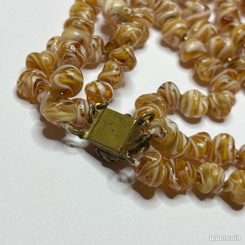 Ancien Collier Oriental En Pâte De Verre - Vintage