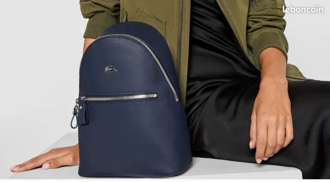 ED - Sac à dos en cuir véritable et toile enduite - Bleu