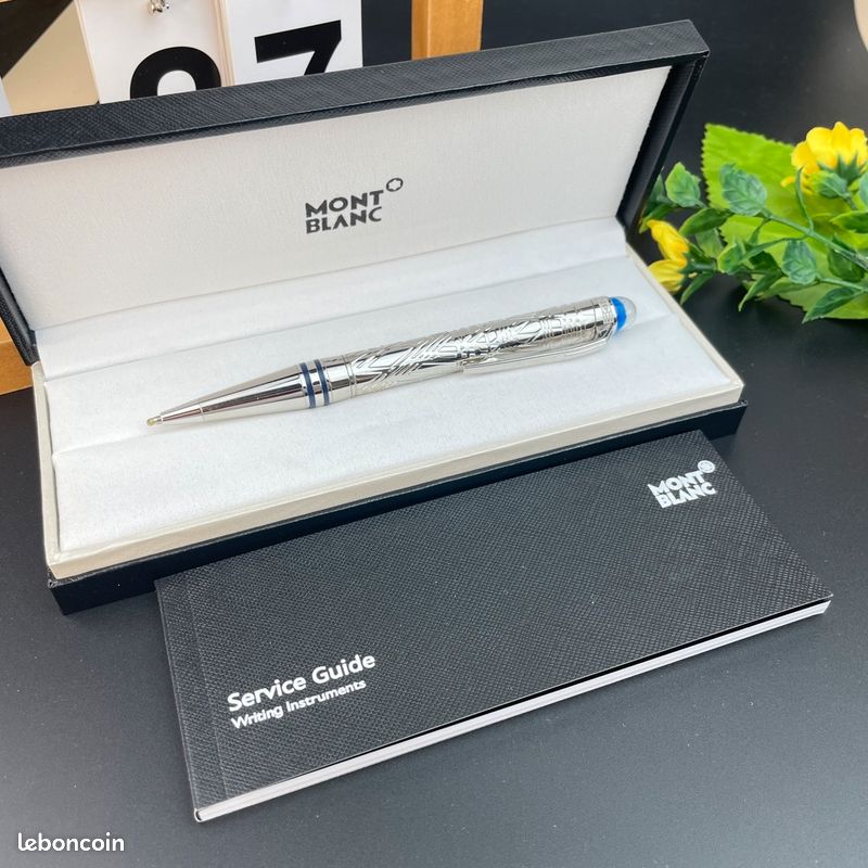 Stylo bille Montblanc Starwalker métal argenté gravé (image 1)