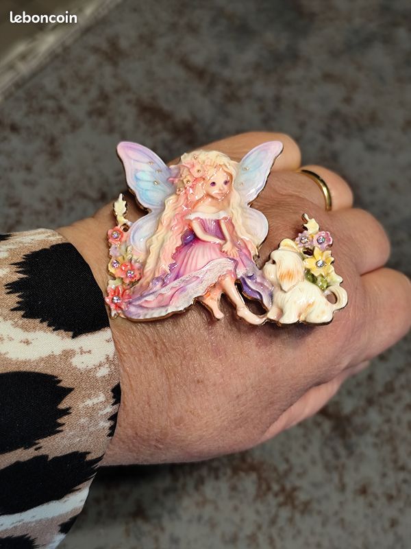 Broche Fée - Métal Argenté, Acier Inoxydable - Bijou Fille, Neuf Sans Emballage