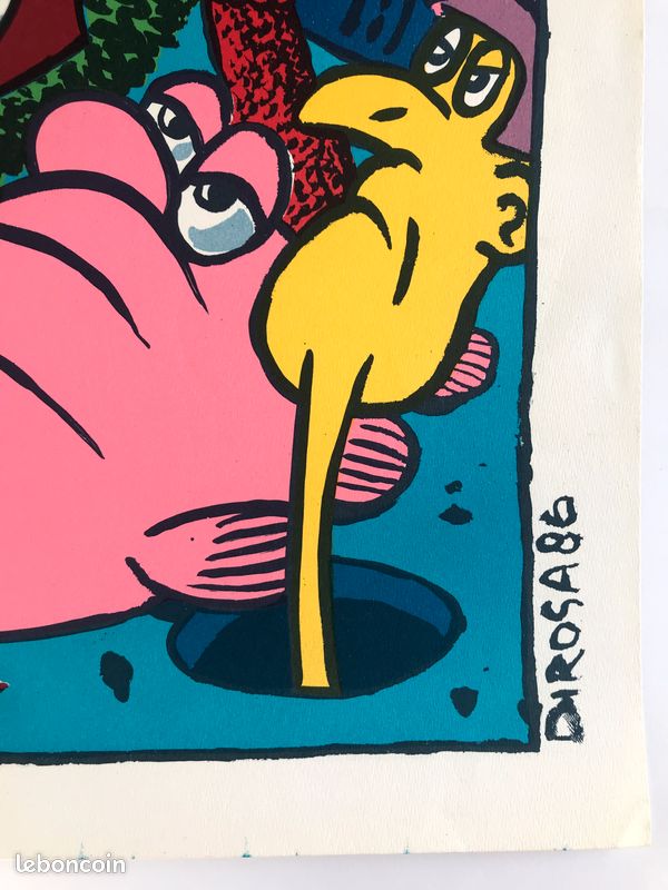 Lithographie Originale Signée Et Numérotée - Hervé Di Rosa - Abstraction Bleue