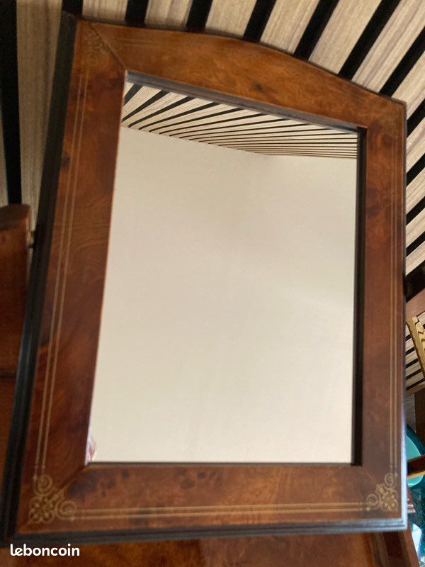 Psyché vintage de table en ronce de noyer et marqueterie (image 16)
