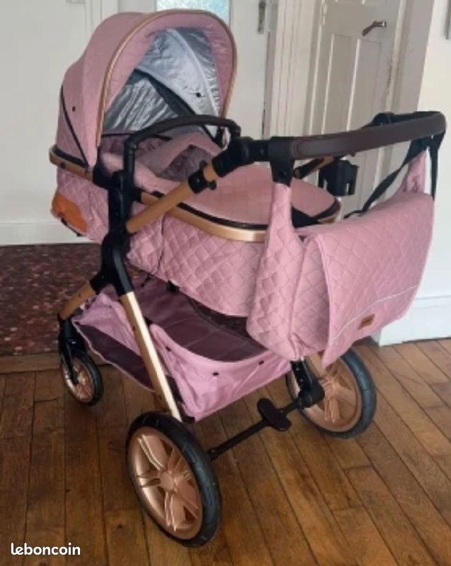 Poussette 3 en 1 rose neuve (image 3)