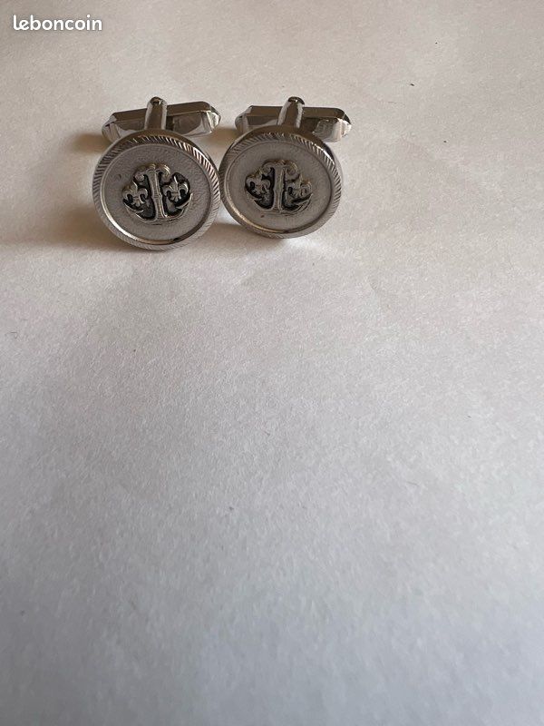 Boutons De Manchette Anciens Style SWANK 1917 En Ormeaux Noir Argenté - Pièce De Collection Vintage